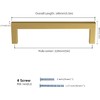 LONTAN 10 Pack Gold Kitchen Handles 128mm Square Brushed Brass