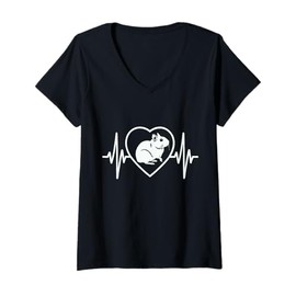 Womens Heartbeat Degu Lover V-Neck T-Shirt