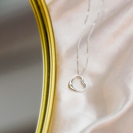 Tuscany Silver Women's Sterling Silver Plain Open Heart on Curb Chain of 46cm/18