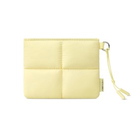 Comfyable Cute Puffy Coin Purse Pouch Change Holder For Women, Small Organizer with ID Window, Magnetic Closure, Water-repellent, Storage for Coin, Airpods, Lipstick, Card, Yellow