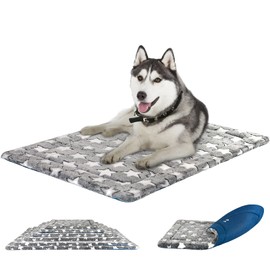KROSER Pet Bed Mat 24"/30"/36"/42"/48"/54" Reversible Mat (Cool & Warm) Stylish Dog Bed High Density Foam Machine Washable Crate Pad for Dog Cat 25lbs-130lbs
