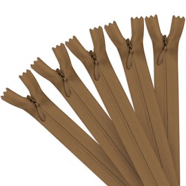 5pcs Invisible Zips, Beige Zips, 16 Inch / 40cm Nylon Closed-Ended Concealed Zipper, Plastic Zip Fixer for Tailor Sewing Tools Craft Dressmaking Pillows Cushions Skirts Clothes Bags Pants (Beige)