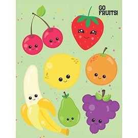 Go fruits!: Low Vision Notebook: Dark Lined Paper for Vision Impairment, Softcover, Big Thick Lines, Large Pages, Easy To Write In, Perfect For School Or Work
