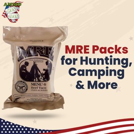Nutrient-Rich MREs - Portable Food Survival Meals - Long Shelf Life Ready to Eat Emergency Food Rations - Made in USA (Beef Taco) - 2024 Inspection