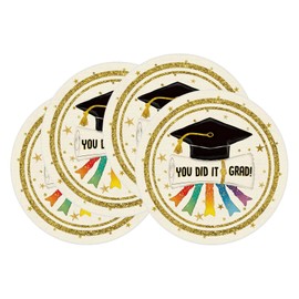 XCHI You Did it Grad Graduation Cap Diploma Stars Round Placemats Set of 4 Table Mats Table Decorations 14x14 Inch