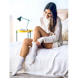 Jeyiour 8 Pairs Slouch Socks for Women Slouchy Socks Knee High Scrunch Socks Boot Socks Soft Stack Socks 80s 90s Size 9-11(Earth Tone)