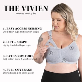 LEADING LADY, The Vivien, Wireless Nursing Bra for Women, Cushioned Straps, Unlined Fold-Down Cups, One Hand Nursing Clasps