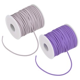 M METERXITY 2-Pack Faux Suede Leather Cord, 50 Yards 2.6mm Flat Suede Leather Lace, Faux Leather Cord, Suede Cord for Jewelry Making/Bracelets [Grape Purple, Purple]