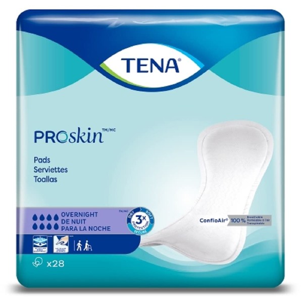 TENA Light Overnight Bladder Control Pad 16 Inch Length Heavy Absorbency Dry-Fast Core One Size Fits Most Unisex Disposable, 47809 - Pack of 28