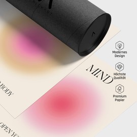 Mind Body Soul Poster Set Mindfulness Aura Colours Yoga Wall Decoration Inspirational Pictures Mindfulness Bedroom Decoration Living Room Decoration Home Office Mindfulness Posters (3 x A4 | Without