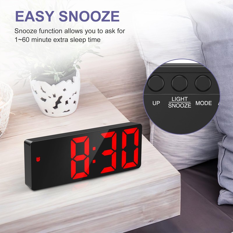 OQIMAX Digital Alarm Clock, Digital Alarm Clock with Large Numbers,