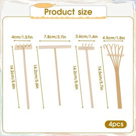LSTORENICE 4 Mini Zen Sand Rakes Bamboo Rock Garden for Beds Rakes for Home Gift Garden Decor Sand Tray Rake Tools for Home Office Table Miniature Tabletop Zen Garden Accessories Mini Rake Tools