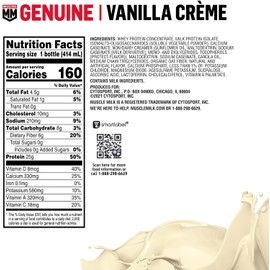 Muscle Milk Genuine Liquid Protein Shake, Vanilla Crème, 25g Protein, 14 Fl Oz Bottle, 12 Pack