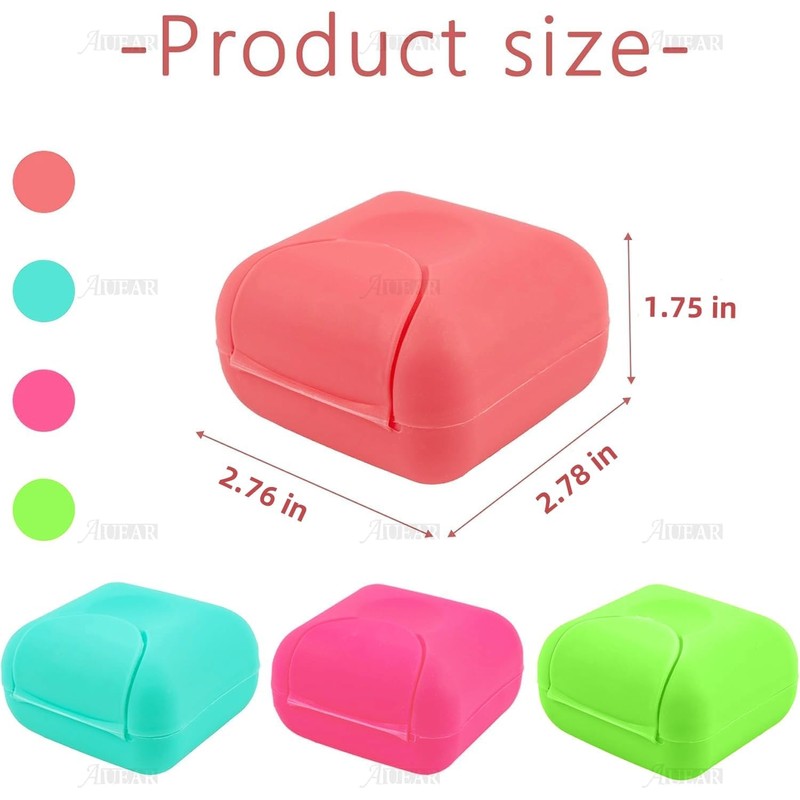 AUEAR, 4 Pack Candy Color Portable Soap Box Holder Plastic