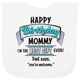 inktastic Happy Birthday, Mommy I'm the Blue Baby Terry Cloth Bib White 3d3f9