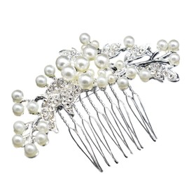 TIGLOSS Hair Ornament, Hair Ornament, For Weddings, Pearls, Silver, Pins, Hair Accessories, Comb, Kimono, Furisode, Tomesode