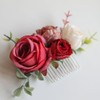 Fangsen Boho Red Rose Flower Leaves Floral Comb With Spring