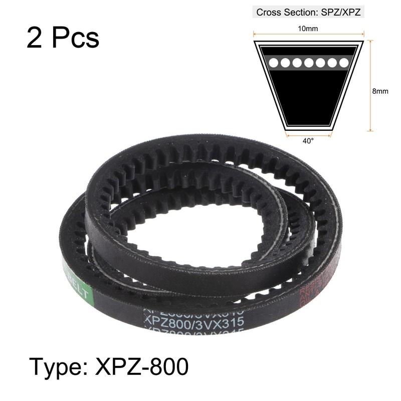 sourcing map 2pcs XPZ-800 V-Belts Drive Belt 800mm Pitch Girth