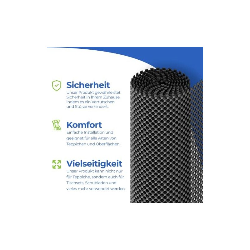 Alaskaprint Non-Slip Mat for Carpet 80 x 130 cm Black