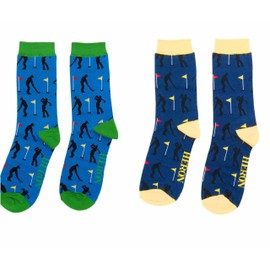 MISS SPARROW Mr Heron Golfer Socks Mens Golf Super Soft Breathable Bamboo Blend Eco Friendly Boxed 2 Pairs Size 7 to 11