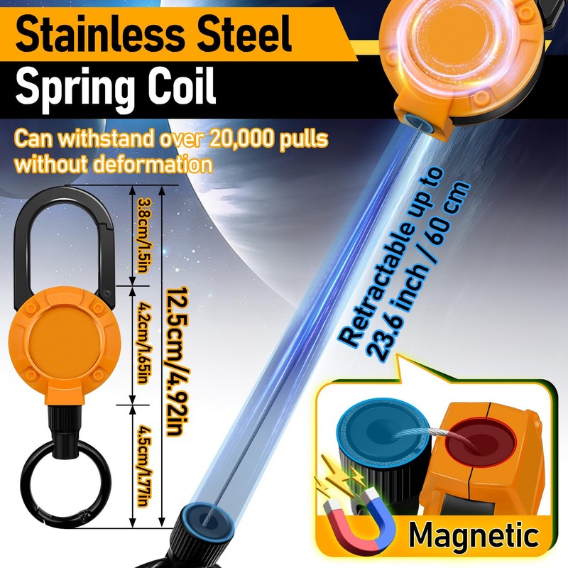 Retractable Key Fob, 2 Pieces, Retractable Key Ring, ID Yo-Yo