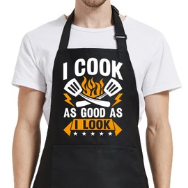 Cooking Gifts for Men, Funny Aprons for Women with Pockets for Kitchen Baking Grill BBQ, Grilling Gifts for Men Chef Dad Mom Husband Wife Father’s Day Birthday