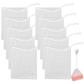 20 PCS Exfoliating Mesh Soap Saver Pouch Bag - Handmade Soap, Colorful Personal Cleaning, 10 Pcs White 12x9 Cm, Drawstring Mesh Foaming Net - Color: 10pcs White 12×9cm