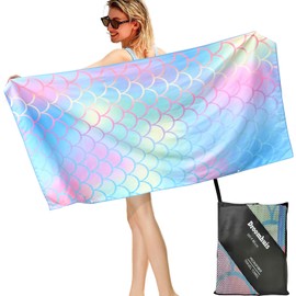 Droomhuis Microfibre Beach Towel Absorbent Quick Drying Sand Control and Ultralight Beach Bath Towels 160 x 80 cm XXL Beach Sheet/Towels/Bath Towel/Yoga Towel