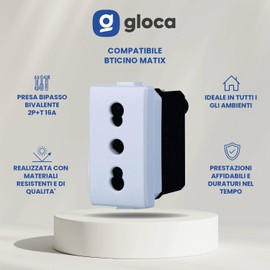 gloca Set of 10 2P+T 16A Dual Socket Sockets Compatible with Matix Series