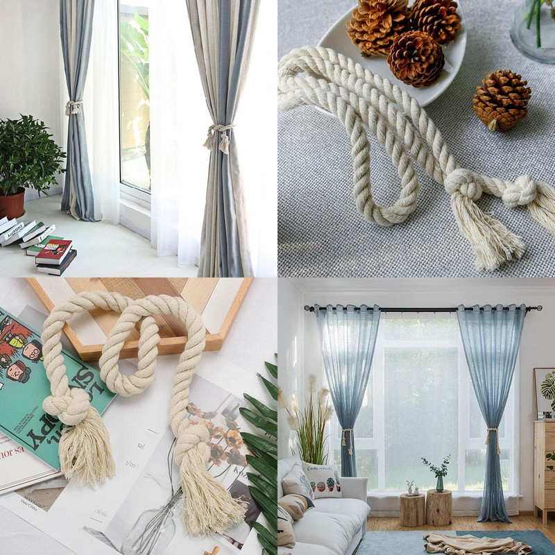 Pack of 8 Curtain Rope Tiebacks, Curtain Rope Buckle, Handmade