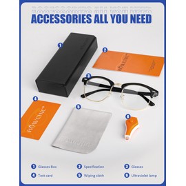 ROWCHIC Blue Light Blocking Glasses, Lightweight Computer Glasses, Anti-Eyestrain UV Glare (TR Frame) Black Gold