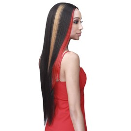 Bobbi Boss Human Hair Blend 5 inch Deep Part HD Lace Front Wig - MBLF31 EILISH (1B, Natural Black)