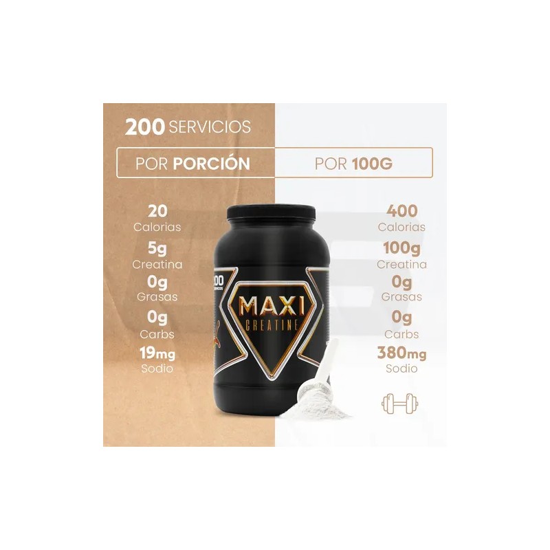 Maxi Creatina Monohidratada 1 Kg 200 Serv Varios Sabores