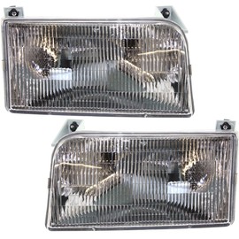 Evan Fischer Driver and Passenger Side Headlight for Ford F-150 1992-1997 Also Fits F-350 Halogen With bulb(s) Replaces# F2TZ13008A F2TZ13008B