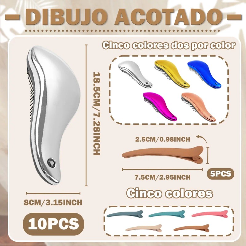 10pcs Cepillo Para Extensiones Cabello Peine Para Cabello