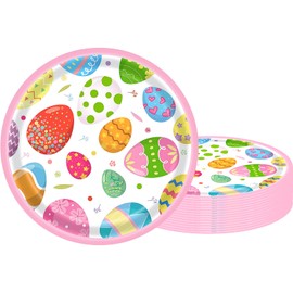 Happy Easter Bunny Paper Plates,16Pcs Easter Kids Party Paper Plates 7 inch Party Tableware Decoration Green Paper Plates Packs Eggs Rabbit Plates for Easter Kids Adult Party Decorations