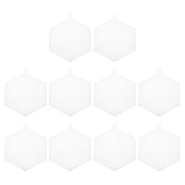 PATIKIL Plastic Mesh Canvas Sheets,10Pcs 5.97inch Cross Needlework Blank Yarn Crafting for Embroidery DIY Bookmarks Cup Mats, White, Hexagon Shape