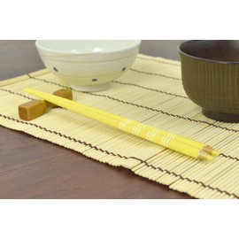 aoba Chopsticks Dishwasher Safe, Natural Wood Color Pencil Border Yellow 22.5 cm