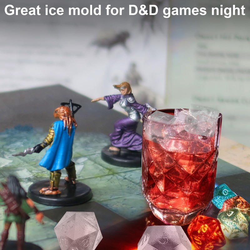 Juome Dice Shaped Ice Cube Mold for Whisky, DND Dice