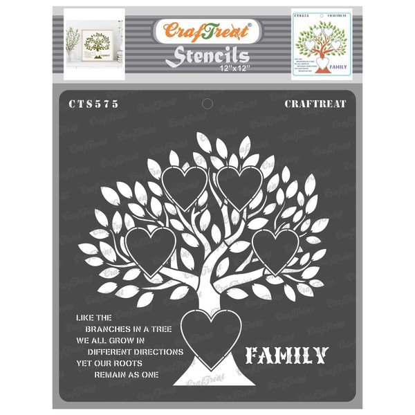 CrafTreat Reusable Family Stencils for Painting on Wood, Canvas, Paper,