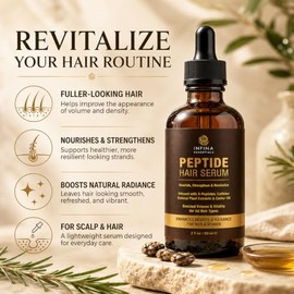 INFINA ESSENTIALS Peptide Serum Para El Crecimiento Del Cabello Hombres Y Mujeres - Péptidos De Cobre Para El Crecimiento Del Cabello - Serum De Creci