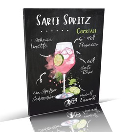 siviwonder Cocktail Sign Sarti Spritz Recipe Aluminium Dibond 3 mm Weatherproof - Bar Decoration Metal for Counter Kitchen Garden Party Room - 20 x 14 cm Retro Look No Drilling Holes Indoor Outdoor