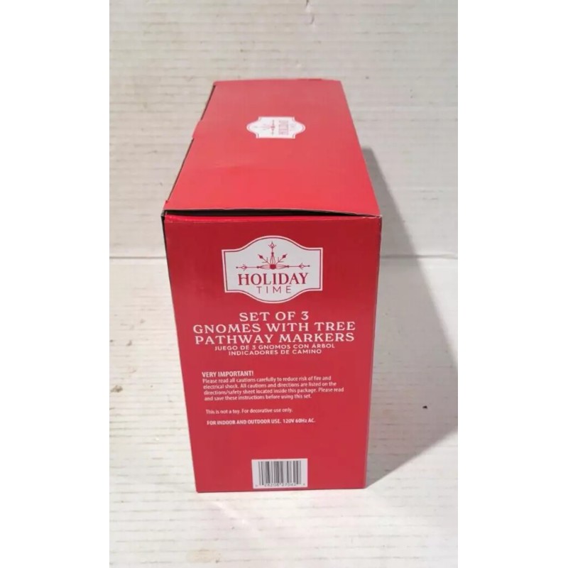 Holiday Time Set of 3 Gnomes w/Tree Lighted Pathway Markers