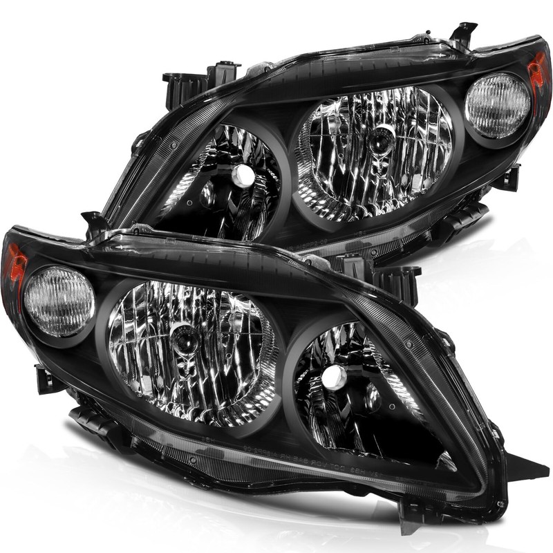 Headlight Assembly Fits for T-oyota for Corolla 2009-2010 -Black Housing
