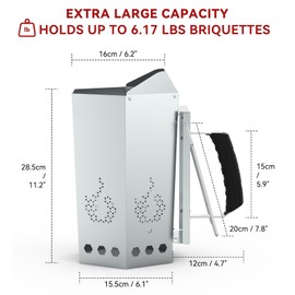 onlyfire BBQ Chimney Starter for Charcoal Grill and Barbecues, Galvanized Steel Charcoal Chimney Starter, Sturdy and Easy to Use BBQ Grill Tools