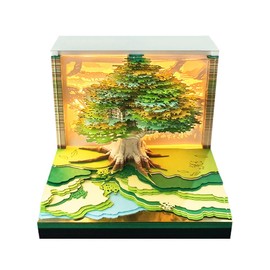 PXNKAUQ 3D Calendar 2025,Time Piece Calendar 2025,3D Calendar,Laser Engraved Hand Tear Calendar,Tree House 3D Calendar with Lights Design,for Note Taking,Decorative Ornaments