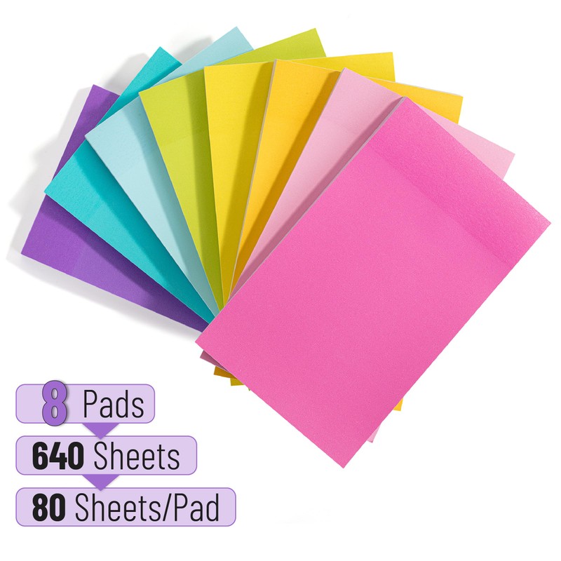Mr. Pen- Sticky Notes, 3”x5”, 8 Pads, 640 Sheets, Colorful