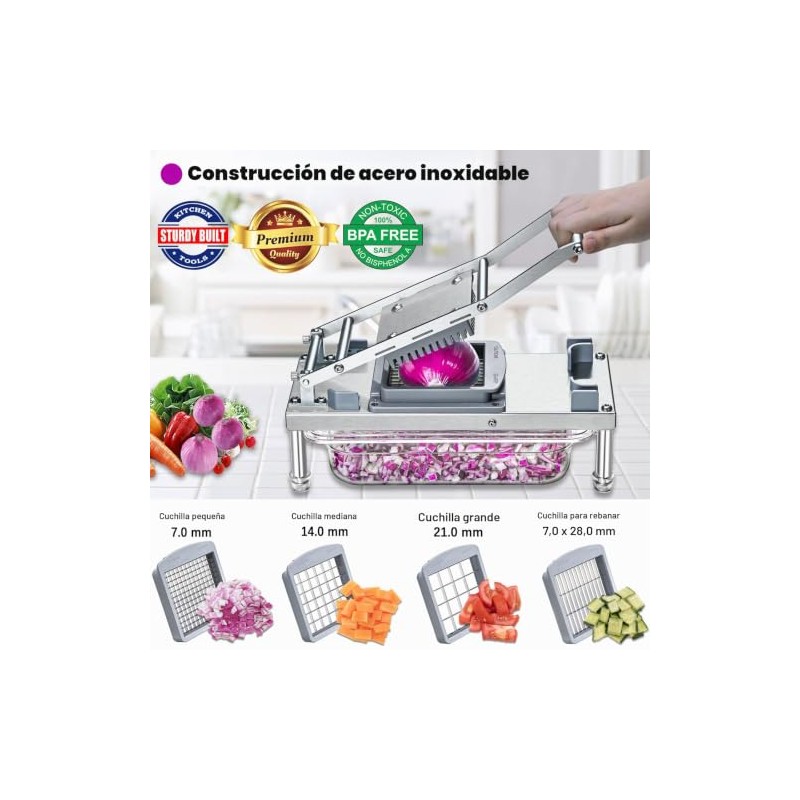 Picador de verduras de acero inoxidable con 10 cuchillas, cortador