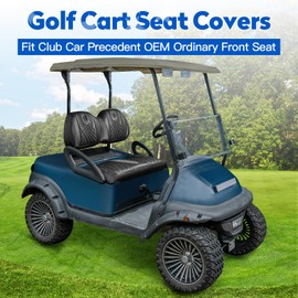 NOKINS Golf Cart Seat Covers, Fits Club Car Precedent OEM Front Ordinary Seat Cushion, Club Car Precedent Vinyl Seat Covers, No Stapler Required(Gradient Carbon Fiber Black&Black)