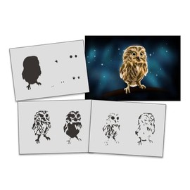 UMR-Design AS-318 Owl Airbrushstencil Step by Step Size S